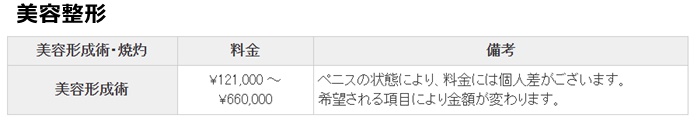 上野クリニック広島の治療費