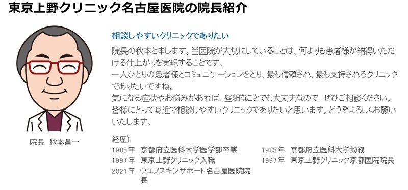 東京上野クリニック院長情報